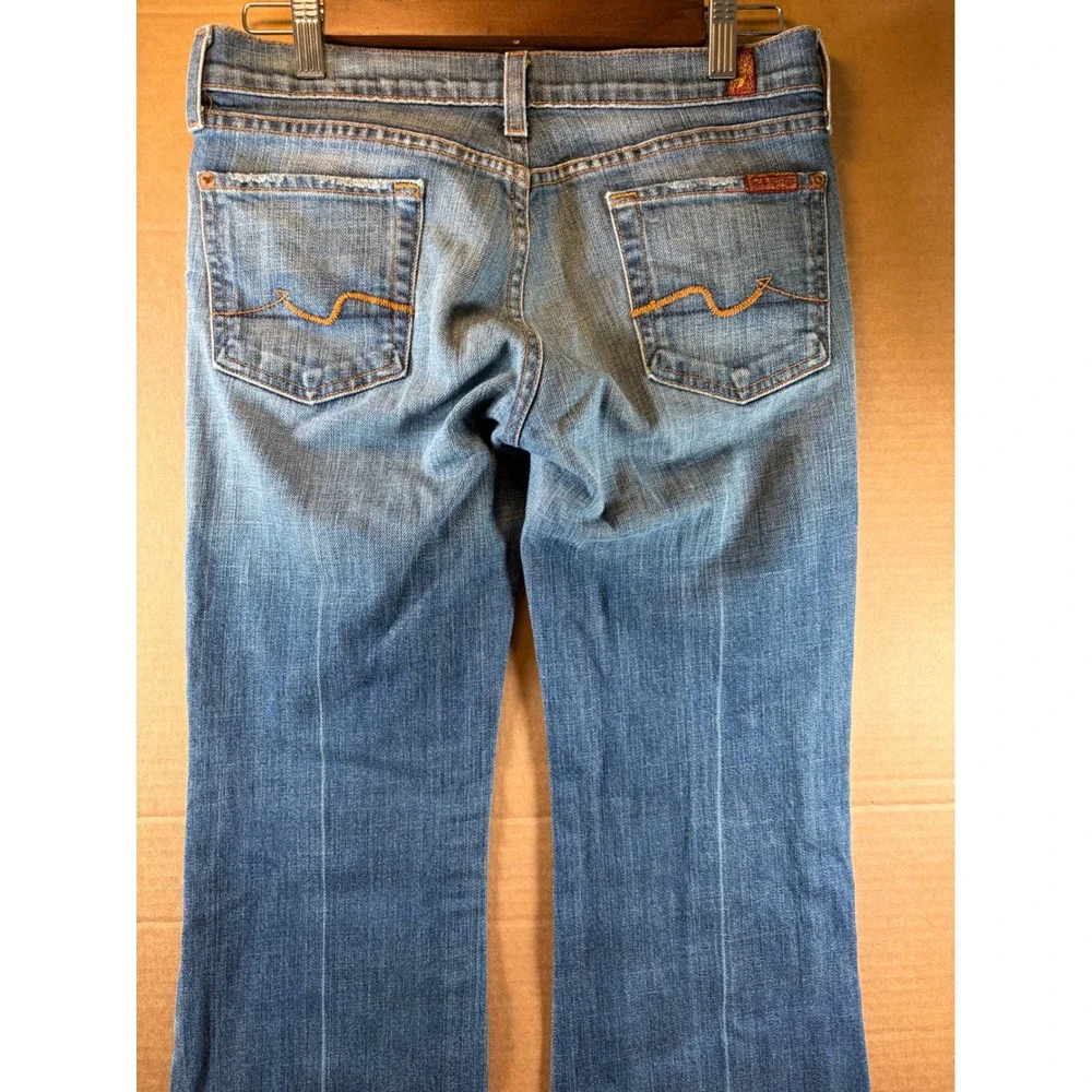7 For All Mankind Flare Jeans Womens 29 Blue Low Rise Stretch Denim U076055U